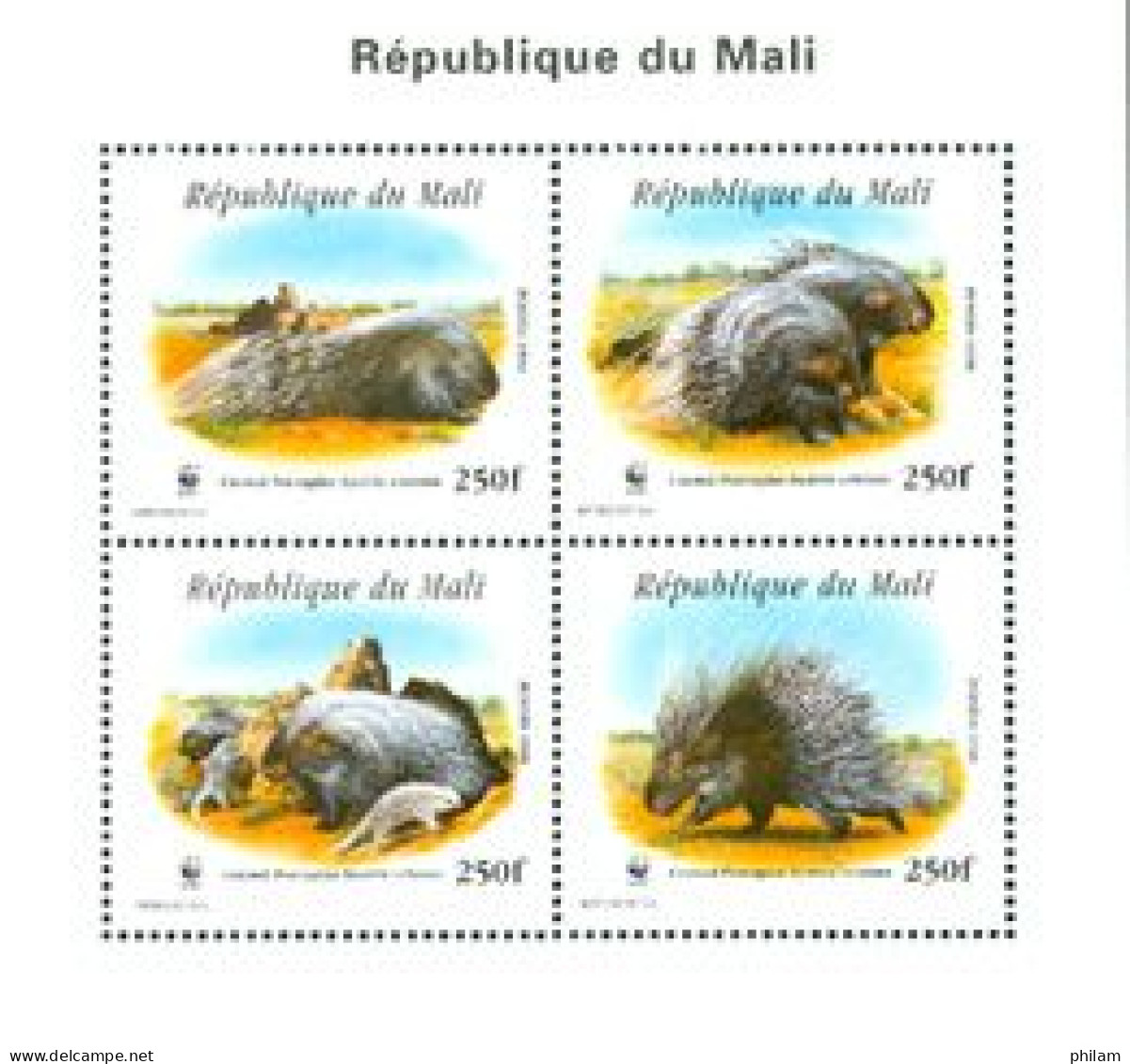 MALI - W.W.F. - Porc épic - Bloc Collectif De 4 Timbres - Dentelé - Unused Stamps