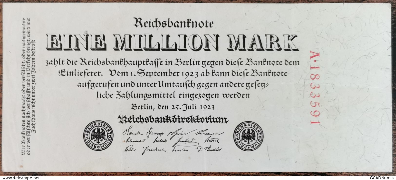 Billet Allemagne 1 Million Mark 25 - 7 - 1923 / Reichsbanknote / 1.000.000 Mark - 1 Miljoen Mark