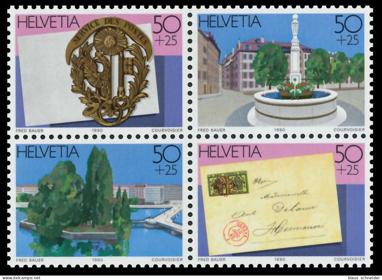 SCHWEIZ 1990 Nr B26Zd5 Postfrisch VIERERBLOCK S2B900E - Unused Stamps
