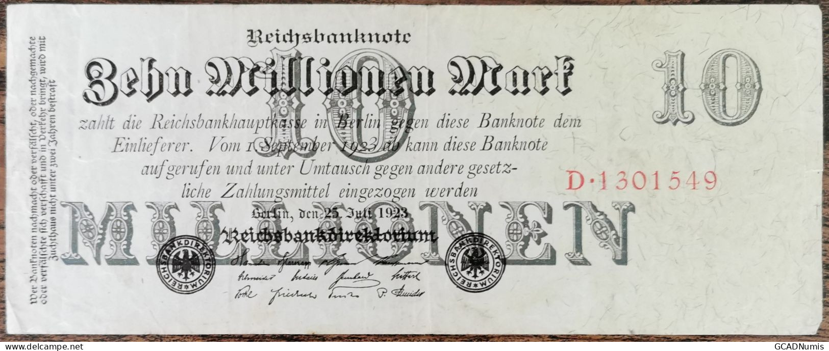 Billet Allemagne 10 Millions Mark 25 - 7 - 1923 / Reichsbanknote / 10.000.000 M - 10 Miljoen Mark