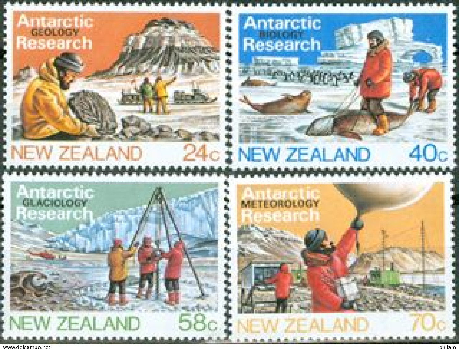 NOUVELLE ZELANDE 1984 - Recherches Dans L'antarctique - 4 V. - Programmes Scientifiques