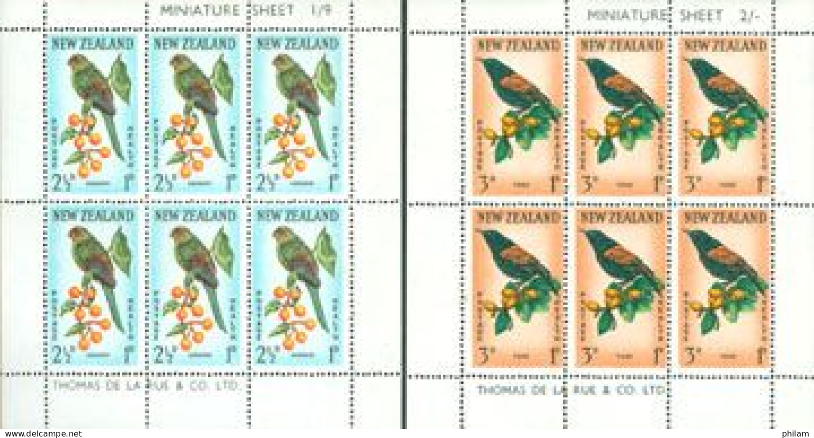 NOUVELLE ZELANDE 1962 - Enfance - Perroquet Et Créadion - 2 BF - Parrots