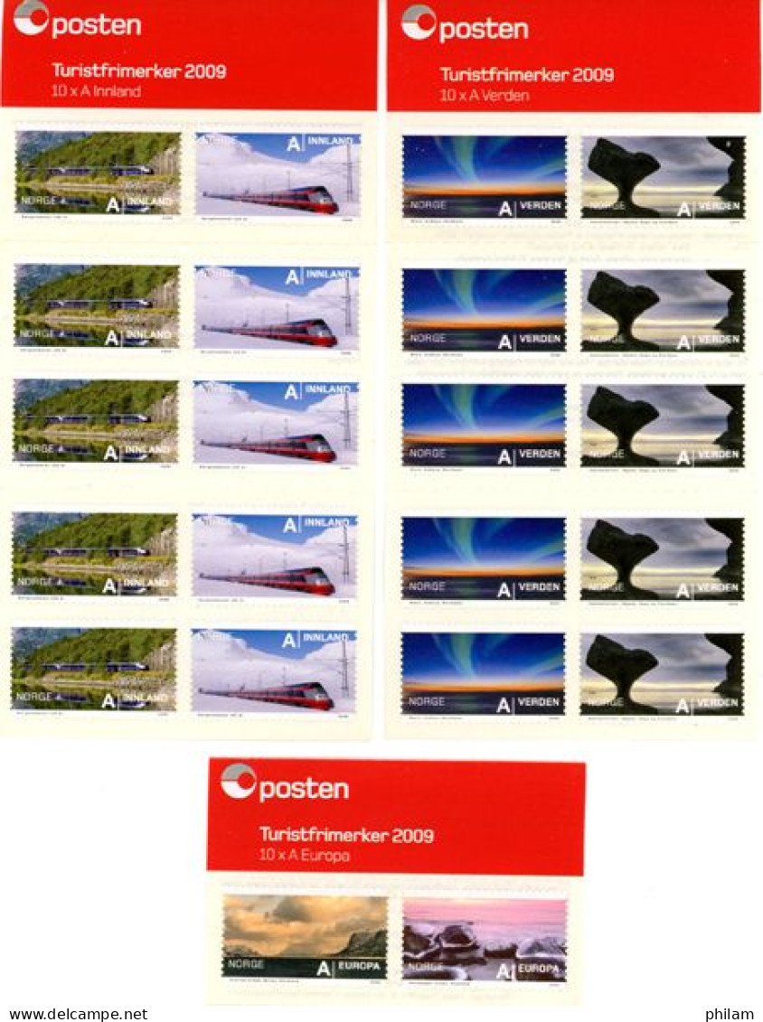 NORVEGE 2009 - Tourisme - 3 Carnets De 10 Timbres - Carnets