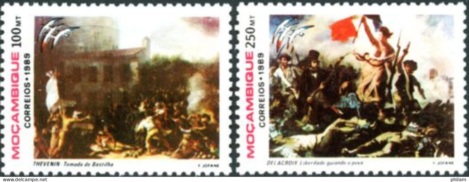 MOZAMBIQUE 1989 - Bicentenaire De La Révolution Française  - 2 V. - French Revolution
