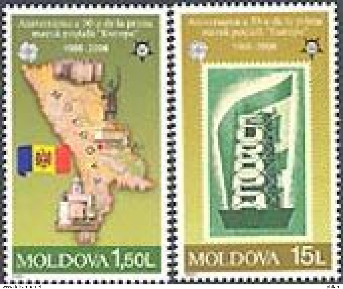 MOLDAVIE 2005 - 50 Ans Du 1er Timbre Europa - 2 V. - Idee Europee