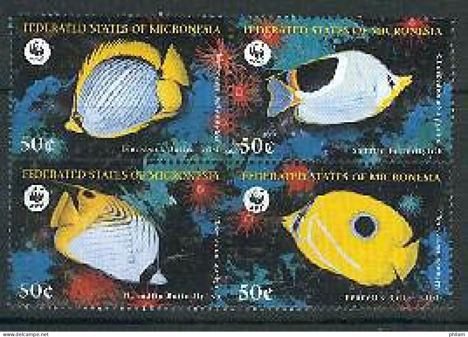 MICRONESIE 1997 - W.W.F. - Poissons Papillons - 4 V. - Fische