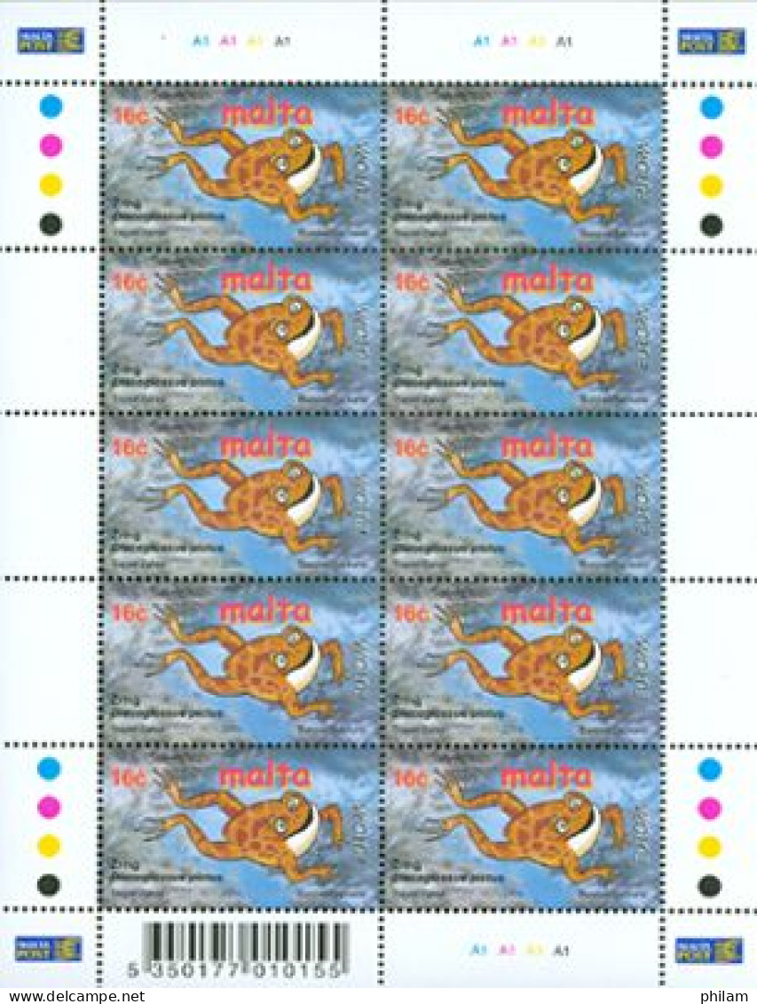 MALTE 2001 - Europa - L'eau - Grenouille Et Libellule - 2 Feuillets De 10 Timbres - 2001