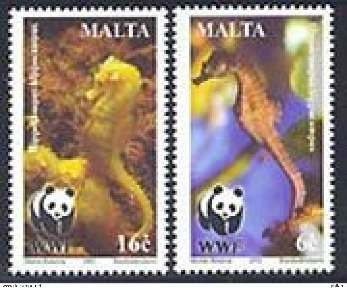 MALTE 2002 - W.W.F. - Hippocampes - 4 V. - Fishes