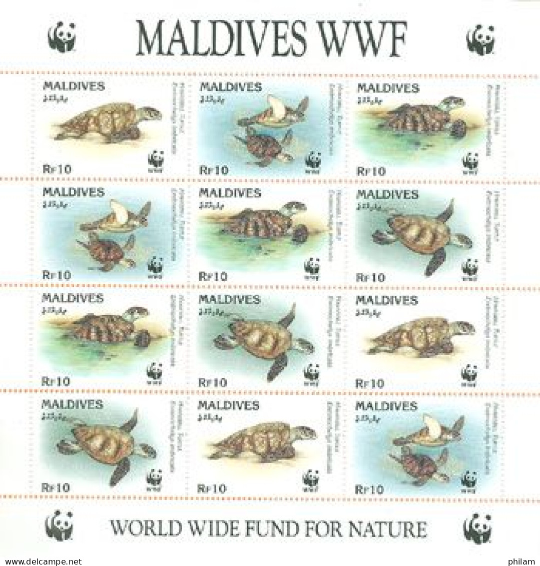 MALDIVES 1995 - WWF - La Tortue  Hawksbill  - Feuillet - Neufs