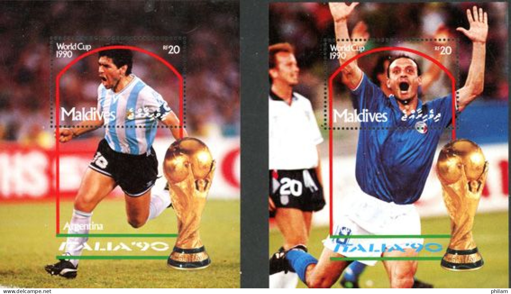 MALDIVES 1990 - Italia'90 - Football Italie Et Argentine - 2 BF - 1990 – Italien