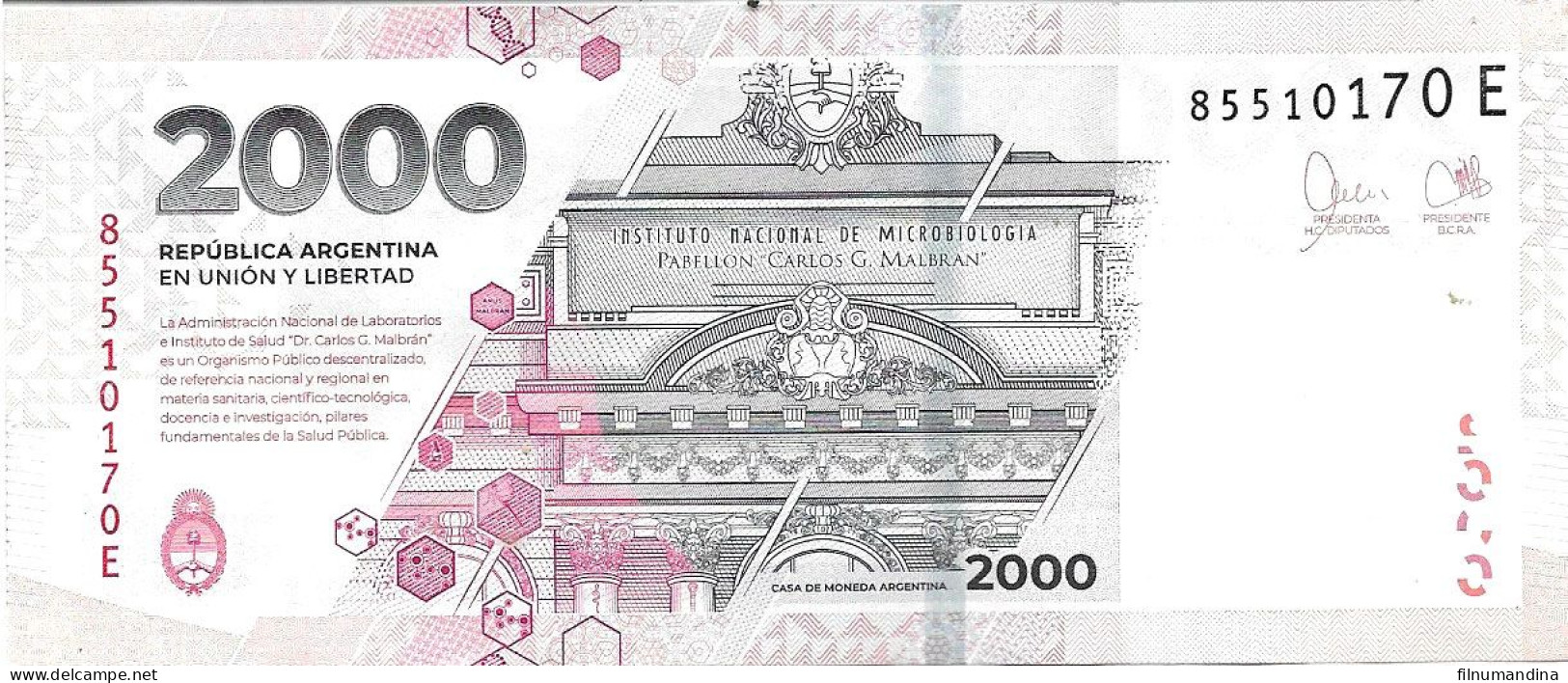 ARGENTINA 2023 NEW BANKNOTE 2000 PESOS HIGH VALUE NEW DESIGN WITH SECURITY MEASURE UNC - Argentine