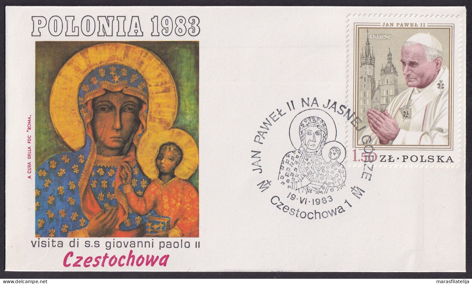 Vatican Poland 1983, Pope Voyage, Czestochowa, Special Cover III - Otros & Sin Clasificación