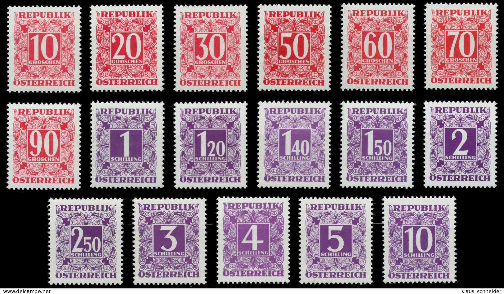 ÖSTERREICH PORTOMARKEN Nr 237z-259z Postfrisch X707A32 - Portomarken
