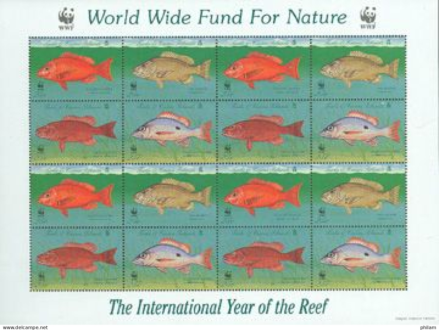 TURK & CAICOS 1998 - WWF - Poissons Des Récifs - Feuillet - Turks & Caicos (I. Turques Et Caïques)