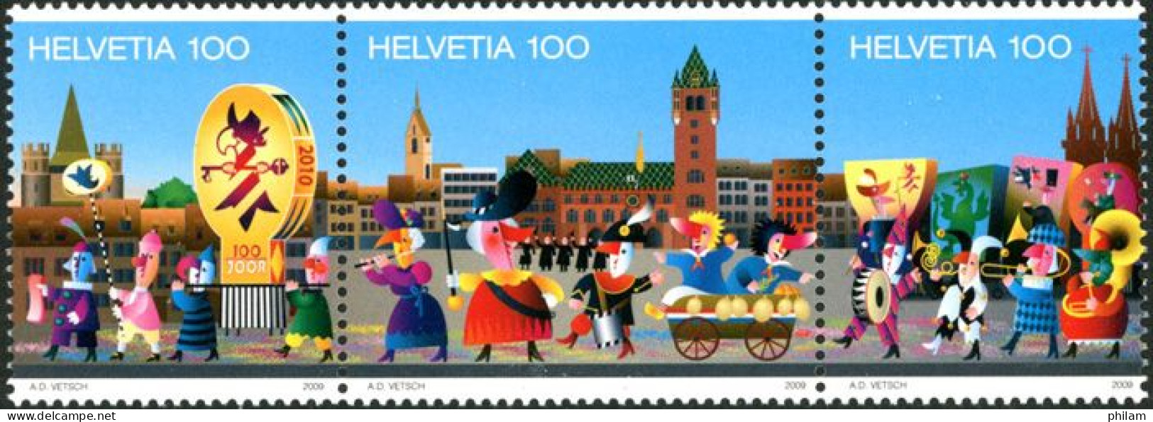 SUISSE 2010 - Carnaval De Basel - 3 V. - Unused Stamps