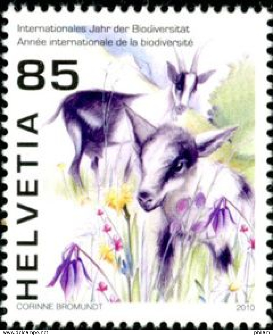 SUISSE 2010 - Année De La Biodiversité - Chèvre - 1 V. - Unused Stamps