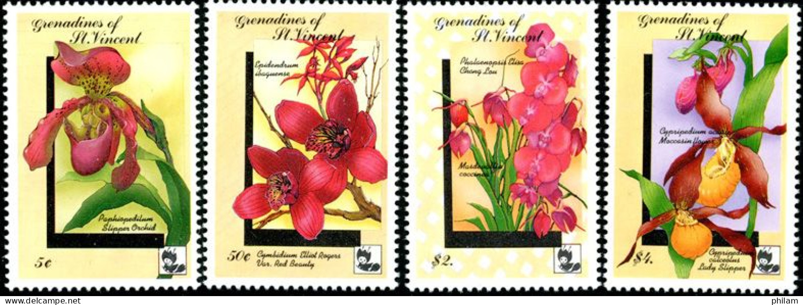 ST VINCENT GRENADINES 1992 - Orchidées II - (Phalaenopsis Cym) - 4 V. - Orquideas
