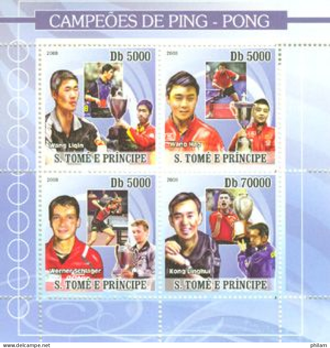 S.TOME E PRINCIPE 2008 - Sports - Champions De Tennis De Table - 8 V. - Tischtennis