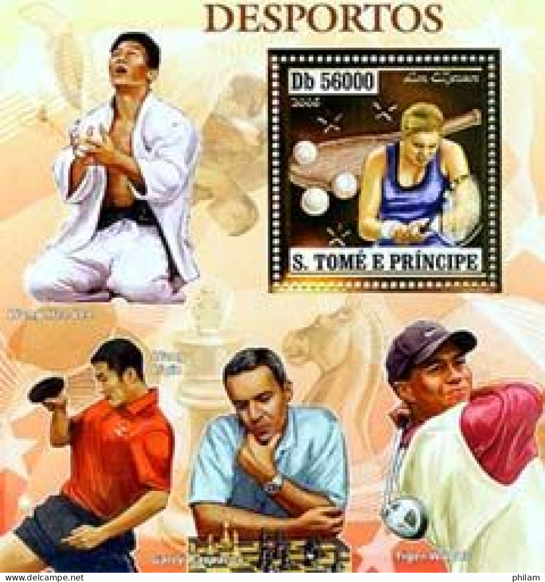 S.TOME E PRINCIPE 2006 - Sports - Tennis -  Bloc Fond Or - Ajedrez