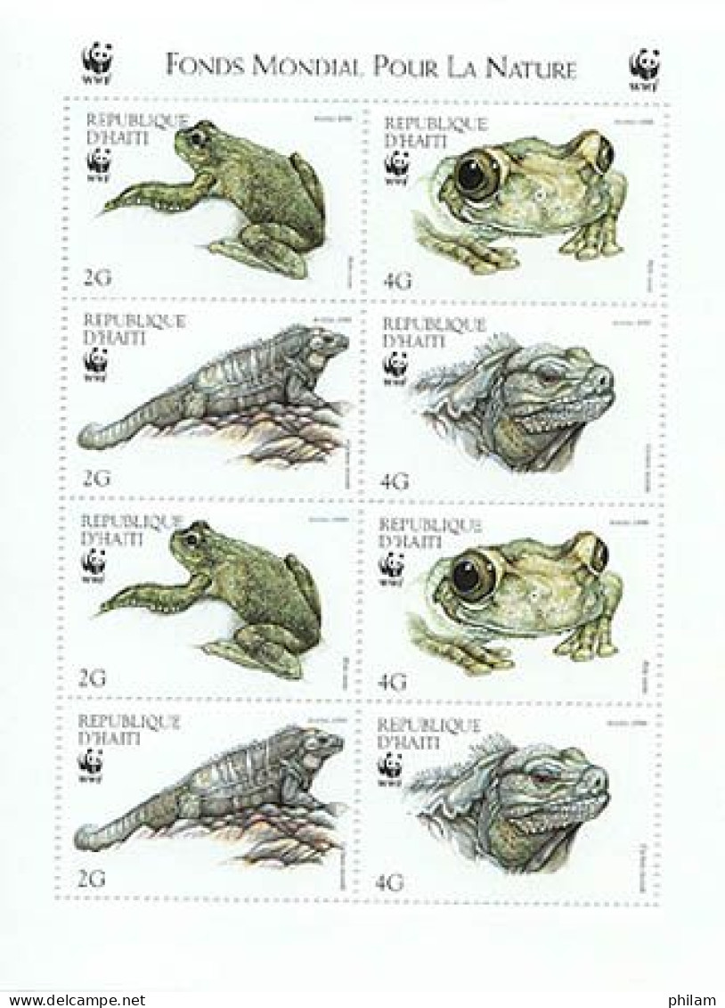 HAITI 1999 - W.W.F. - Reptiles - Feuillet De Luxe De 2 Séries - Rane