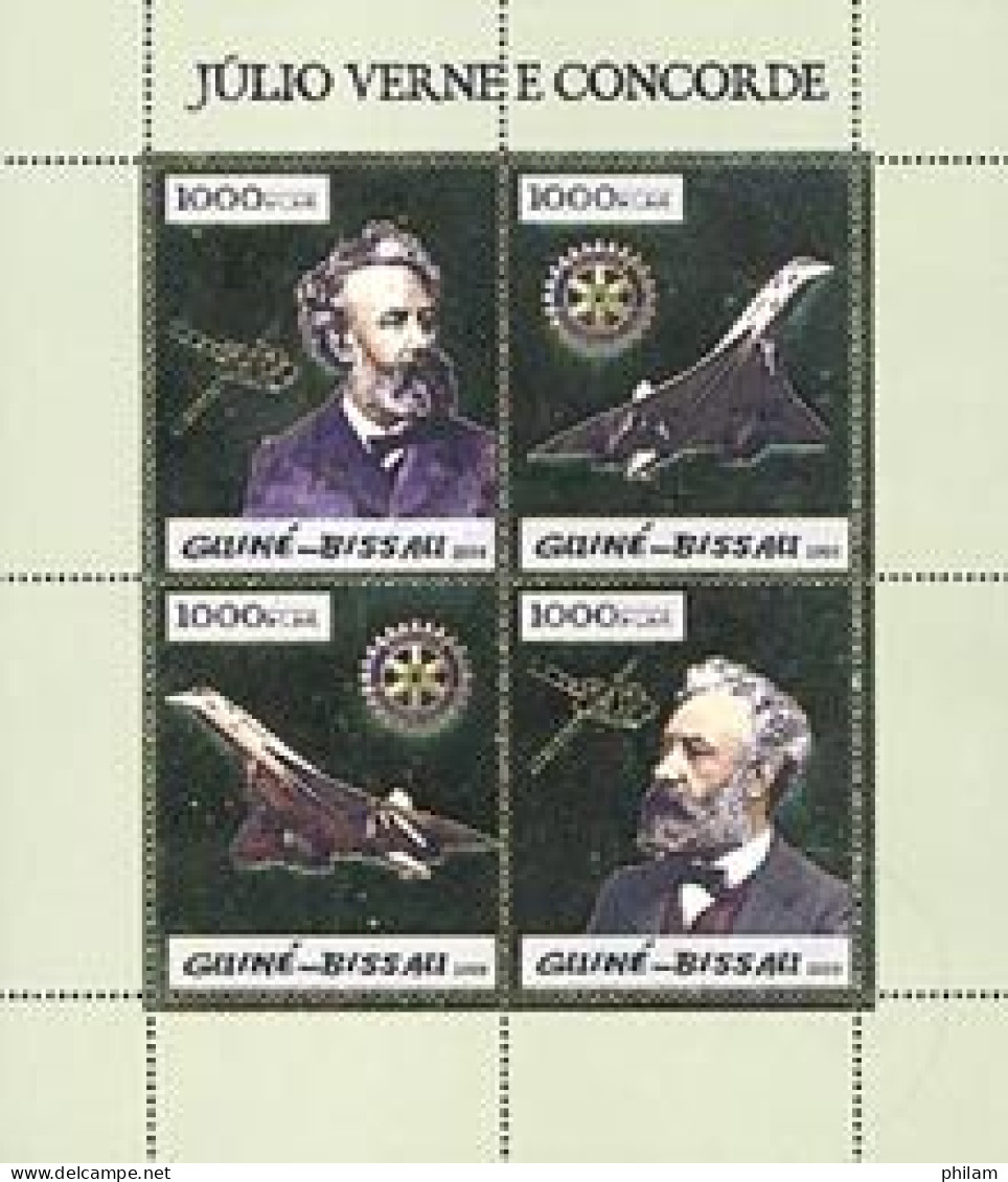 GUINEE BISSAU 2005 - Rotary - Jules Verne Et Concorde - 4 V. - Fond Or - Concorde