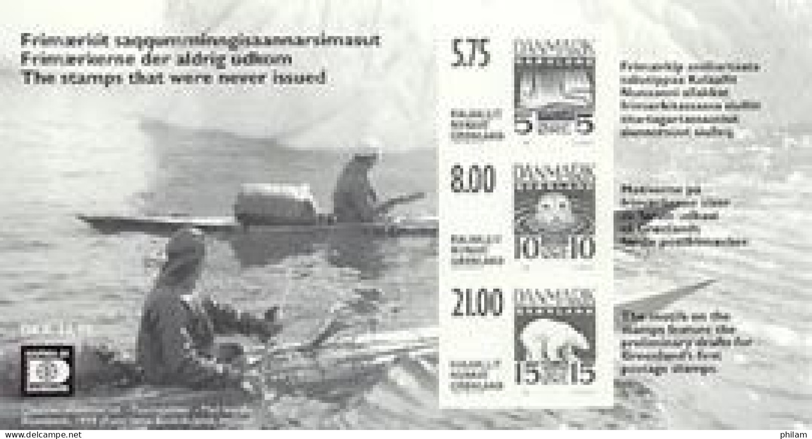 GROENLAND 2001 - Projets De Timbres Non émis - Bloc Tiré En Noir - Ships