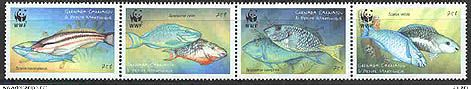 GRENADA GRENADINES CARRIACOU 2001 - W.W.F. - Poissons Des Caraibes - 4 V. - Fische