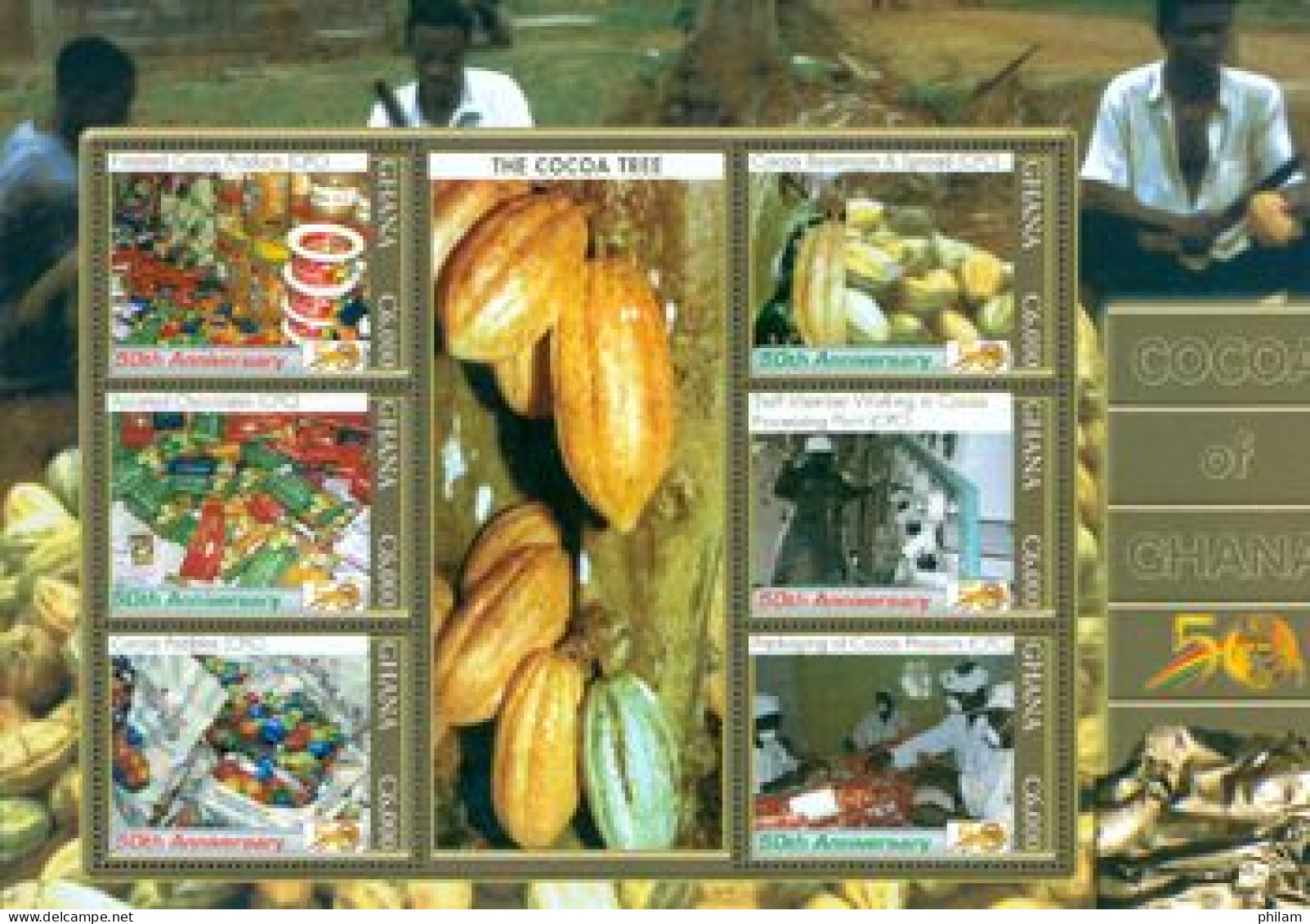 GHANA 2007 - Le Cocotier Et Ses Produits Dérivés - 6 V. émises En Feuillet - Arbres