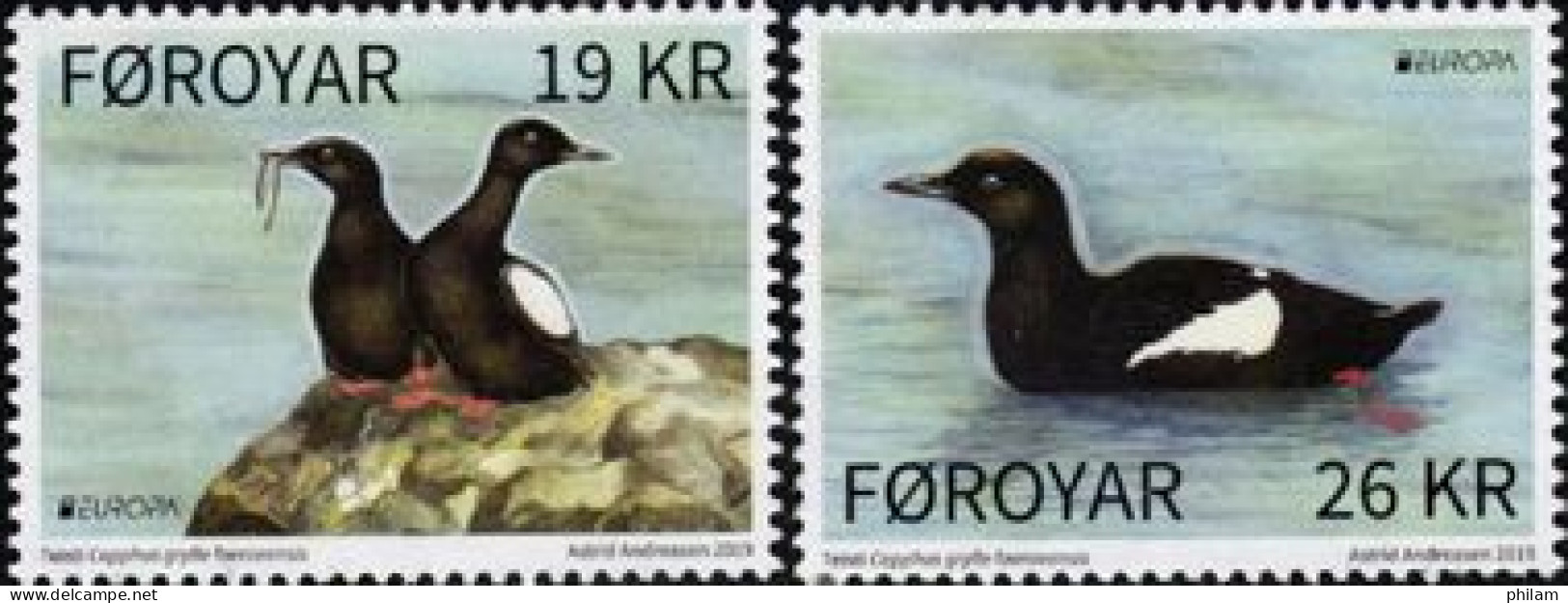 FEROES 2019 - Europa - Oiseau Guillemot Noir - 2 T.                                                    - 2019