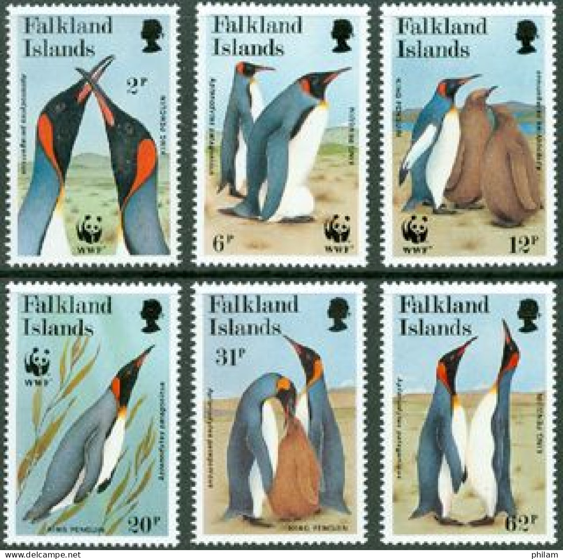 FALKLAND 1991 - W.W.F. - Pingouin King  - 6 V. - Pinguïns & Vetganzen