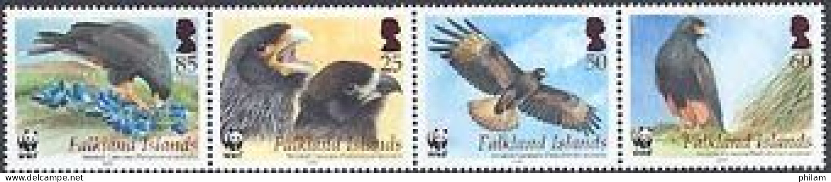 FALKLAND 2006 - W.W.F. - Faucon Austral - Falcoboenus Australis - 4 V. - Eagles & Birds Of Prey