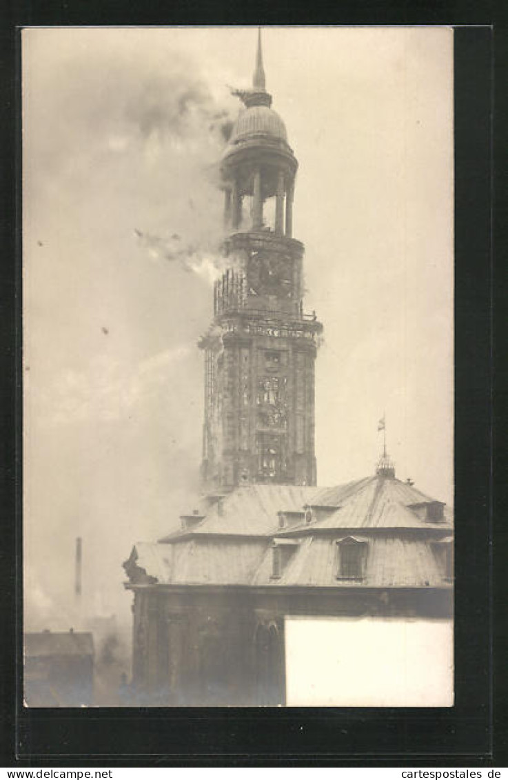 AK Hamburg-Neustadt, Brand Der St. Michaeliskirche, 3. Juli 1906  - Catastrofi