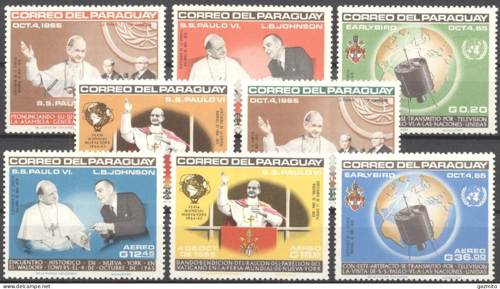 Paraguay 1965, Visit Of Pope Paul VI At The United Nations, 8val - Popes