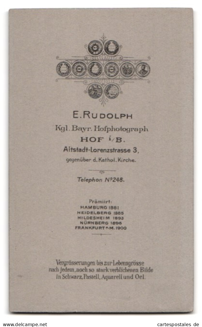 Fotografie E. Rudolph, Hof I. Bayern, Lorenzstrasse 3, Mädchen Im Kleidchen  - Personnes Anonymes