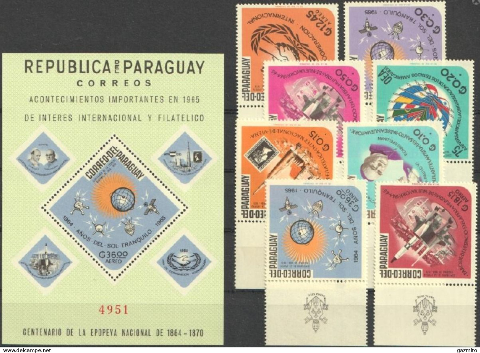 Paraguay 1966, Event, Pope Paul VI, Space, 8val +BF - Briefmarken Auf Briefmarken