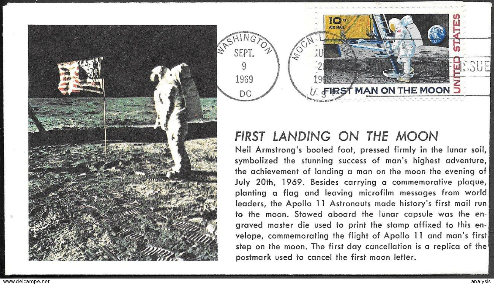 US Space FDC Cover 1969. "Apollo 11" 1st Man On The Moon. Neil Armstrong - United States