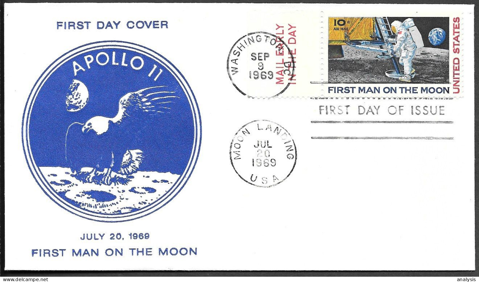 US Space FDC Cover 1969. "Apollo 11" 1st Man On The Moon. Neil Armstrong ##02 - USA