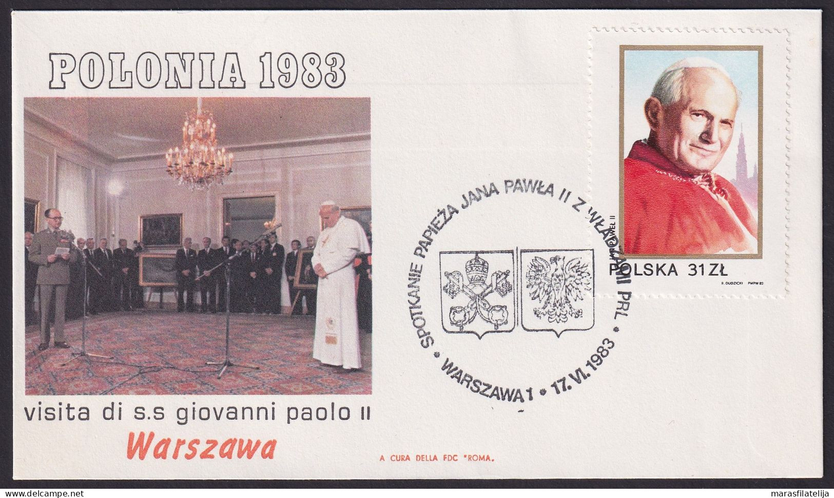 Vatican Poland 1983, Pope Voyage, Warszawa, Special Cover III - Otros & Sin Clasificación