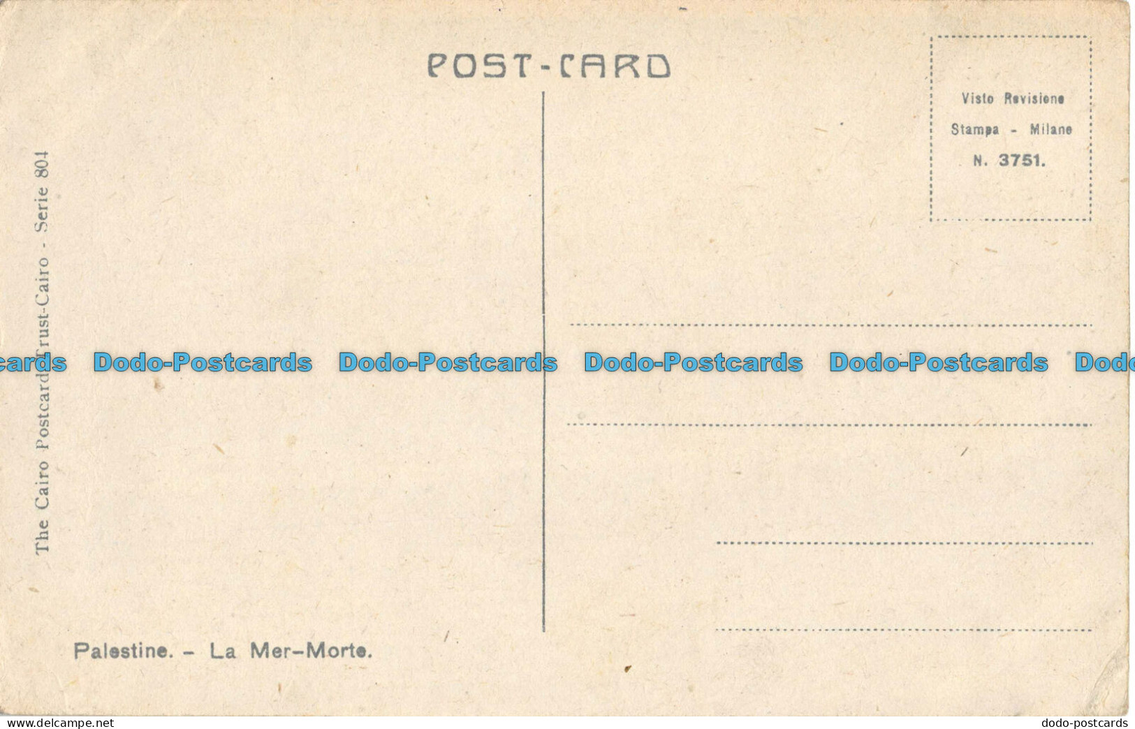 R089141 Dead Sea In Palestine. The Cairo Postcard Trust. Serie 804 - Monde