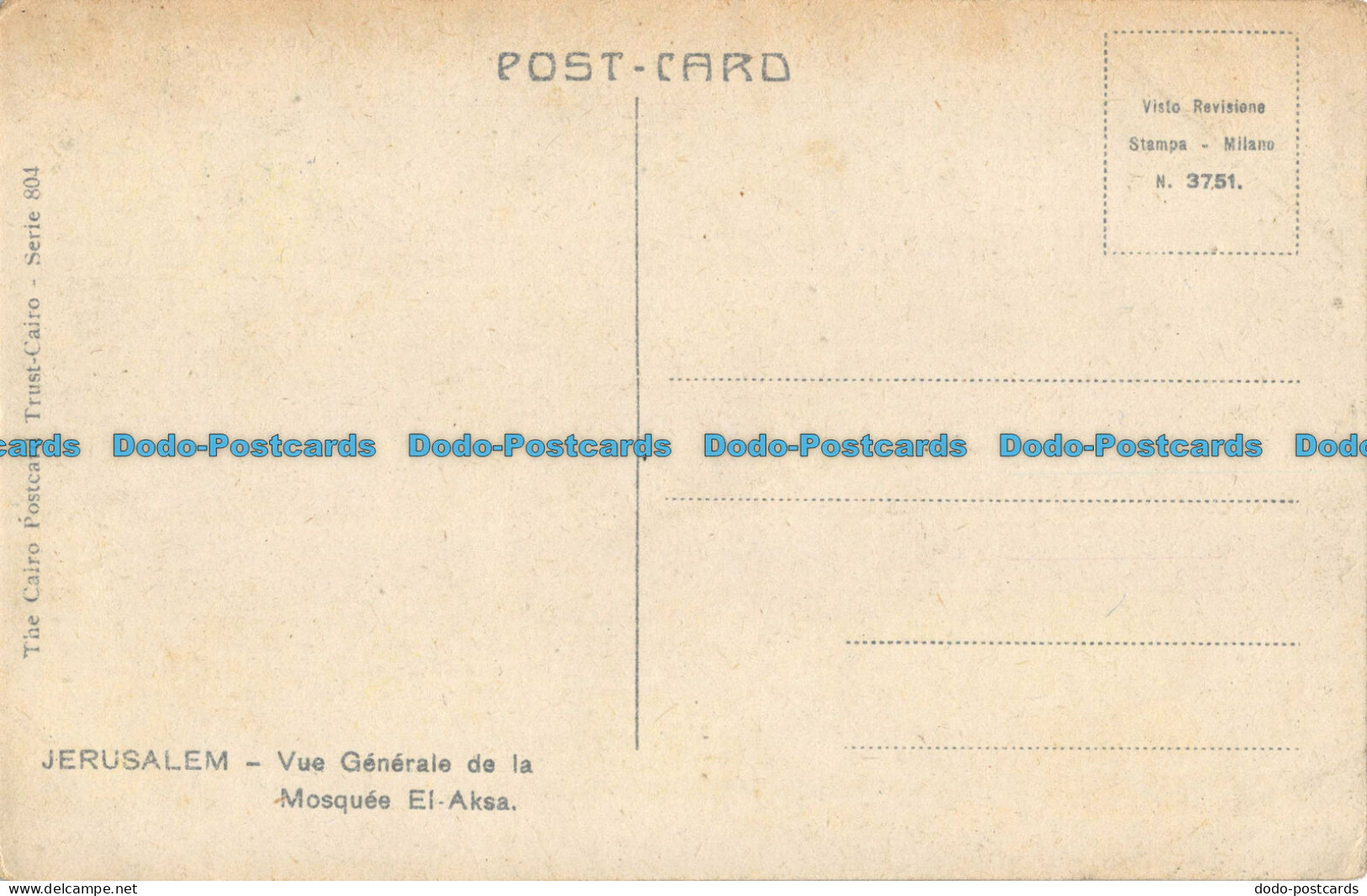 R089153 Jerusalem. General View Of The El Aksa. Mosque. The Cairo Postcard Trust - Monde