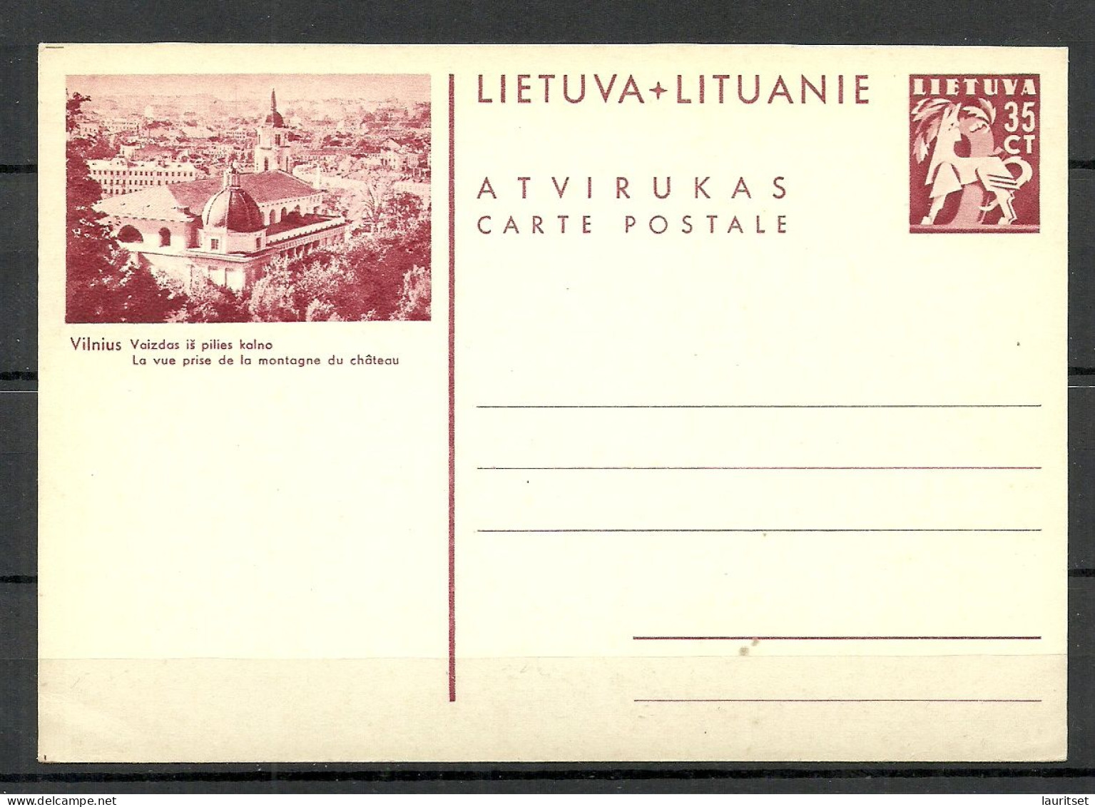 LITAUEN Lithuania Illustrated Postal Stationery Ganzsahe Carte Postale Vilnius - Litauen