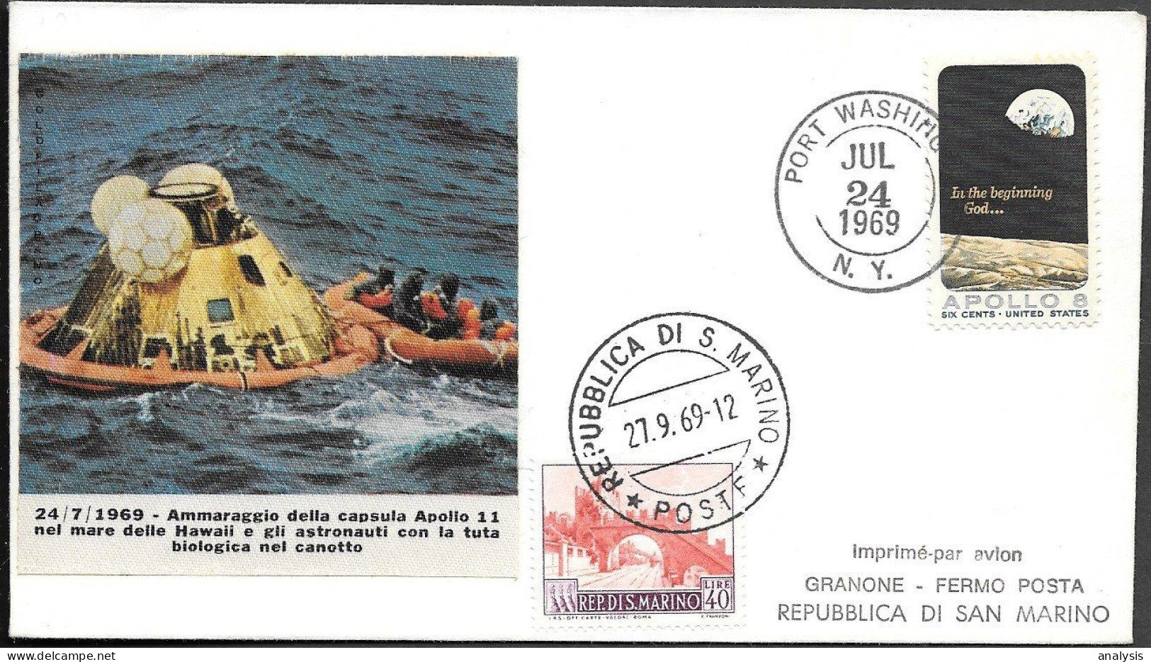 US Space Cover 1969. "Apollo 11" Splashdown ##05 - Stati Uniti