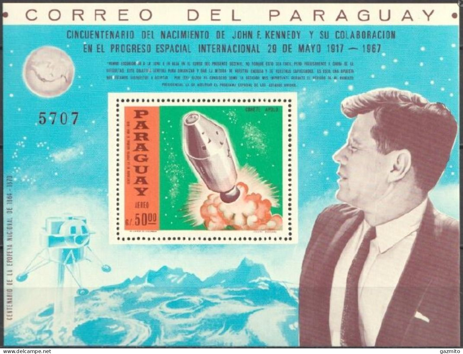 Paraguay 1967, 50Th Kennedy, BF - Amérique Du Sud