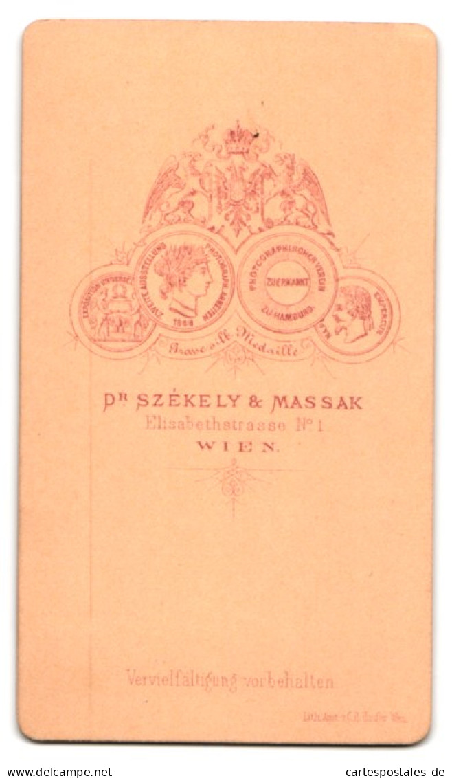 Fotografie Dr. Szekely Und Massak, Wien, Elisabethstrasse 1, Mann Mit Lockigem Haar, Vollbart Und Buch In Der Hand  - Anonyme Personen