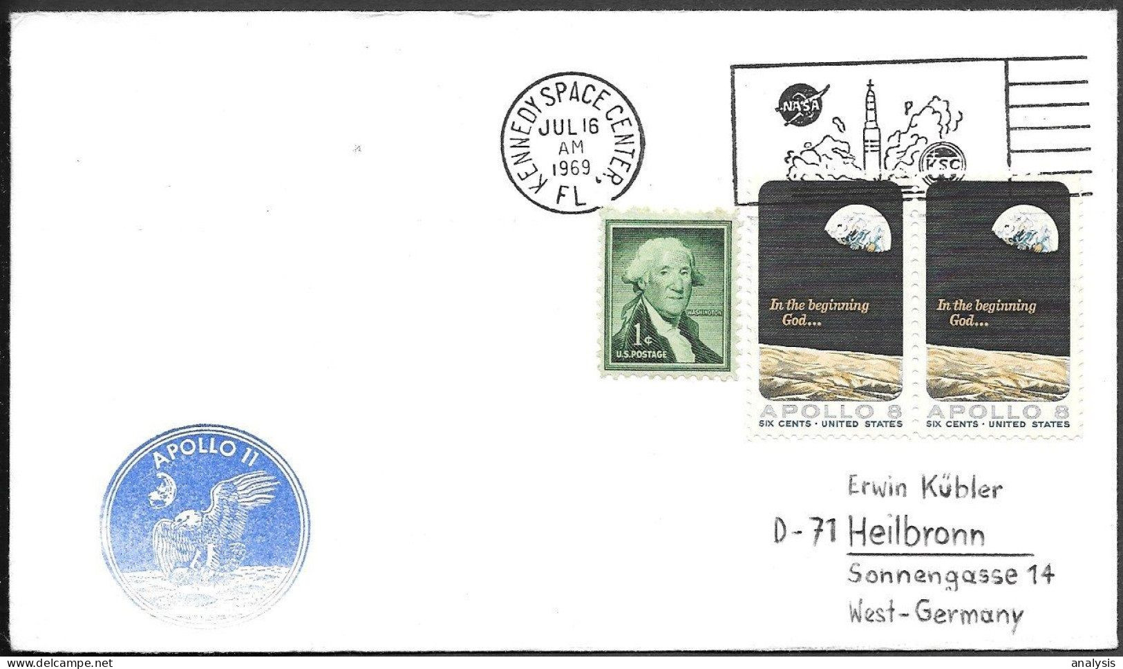 US Space Cover 1969. "Apollo 11" Launch. KSC NASA Cachet - USA