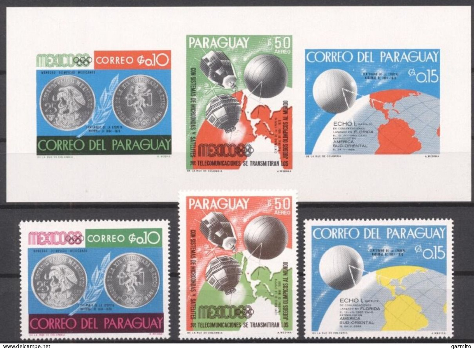 Paraguay 1968, Event, Space, Olympic Games In Mexico, 3val+BF - Summer 1968: Mexico City