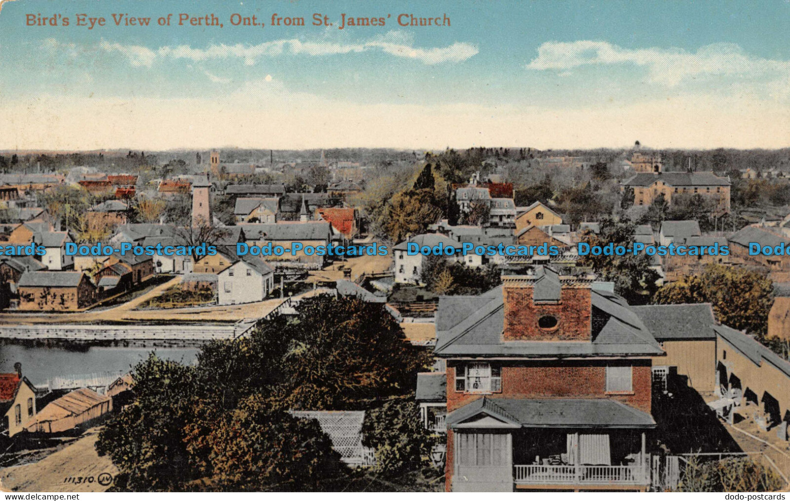 R089528 Birds Eye View Of Perth. Ont. From St. James Church. Valentine. 1919. Bi - Monde