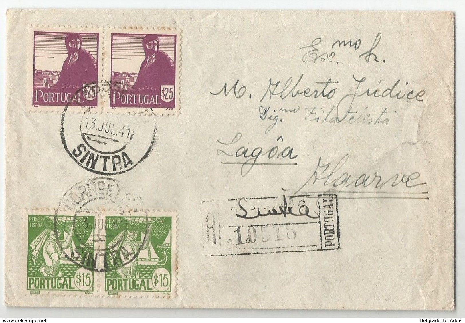 Portugal Afinsa 610 & 611 Used On Registered Cover 1941 - Covers & Documents