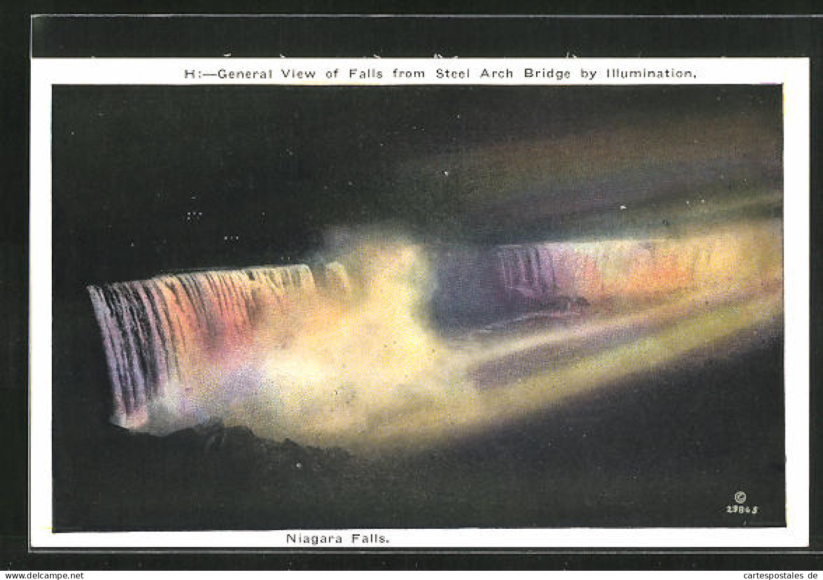 AK Niagara Falls, General View Of Falls From Steel Arch Bridge By Illumination  - Other & Unclassified