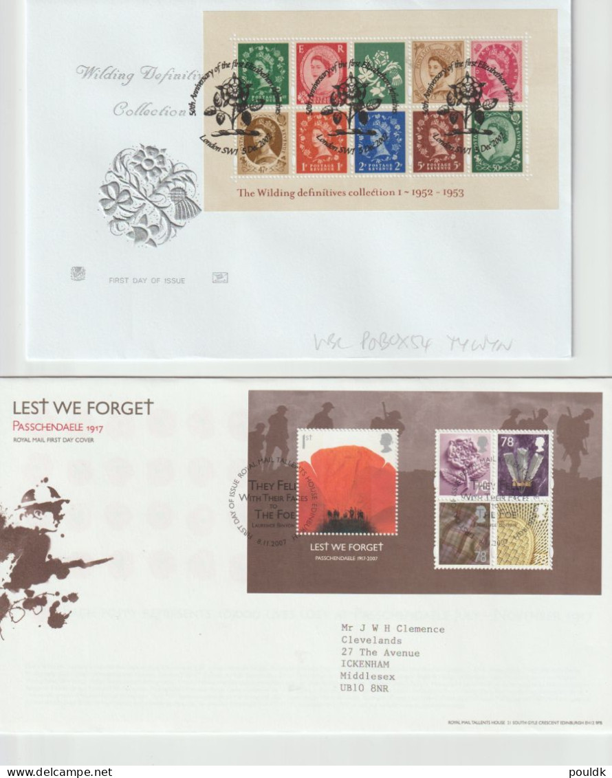 Great Britain: Ten FDC W/Souvenir Sheets Or Booklet Panes. Postal Weight Approx 0,21 Kg. Please Read Sales Conditions Un - 2001-2010. Decimale Uitgaven